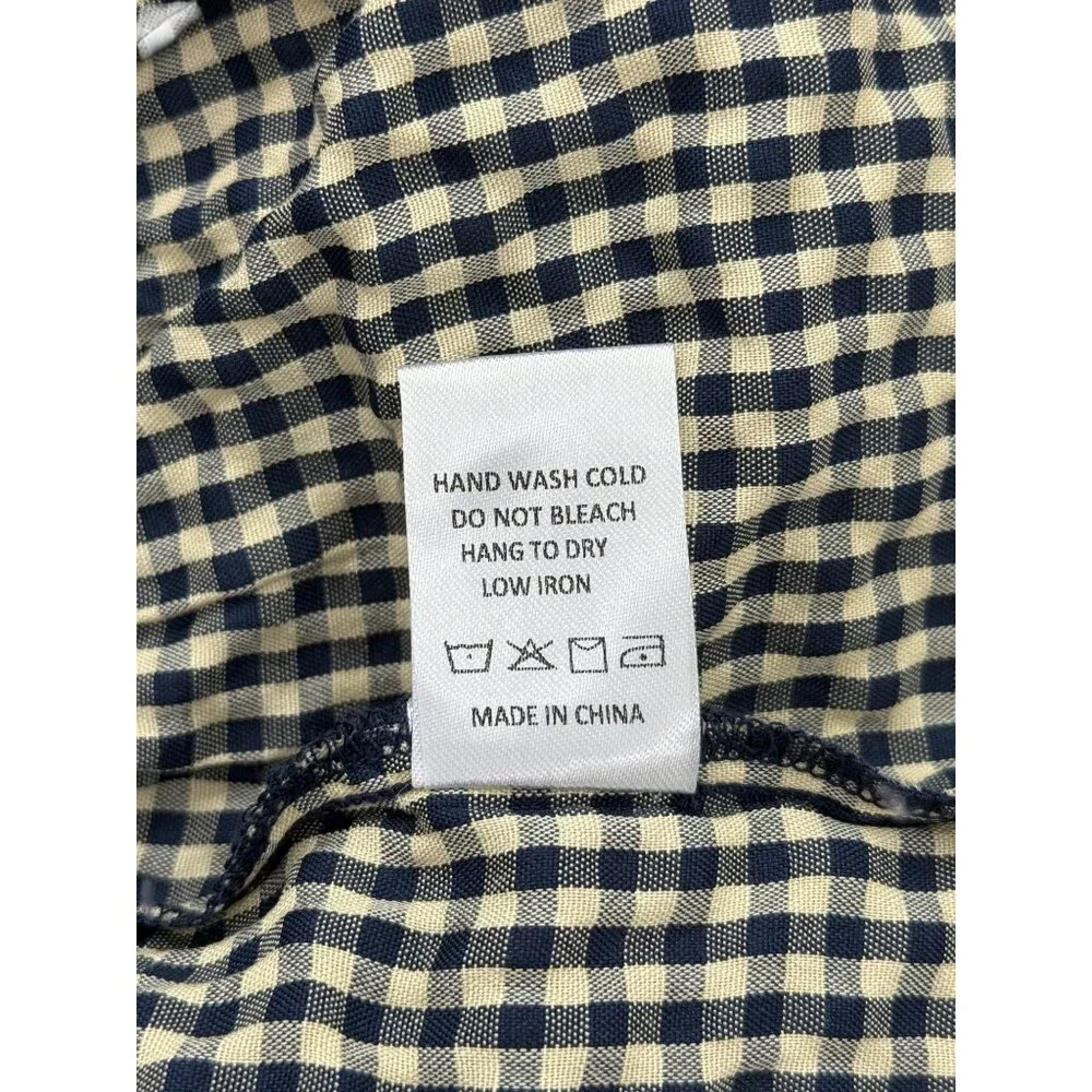 Pomander Place Long Sleeve Kenzo Dress Navy Blue Cream Gingham Womens Size XS - Picture 9 of 9